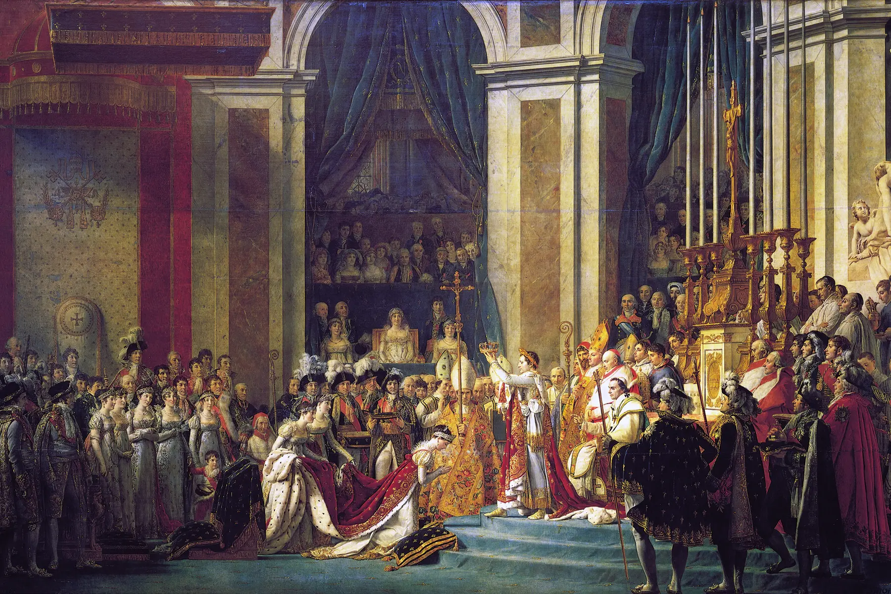 Napoleon crowning Joséphine in Jacques-Louis David’s monumental Coronation of Napoleon